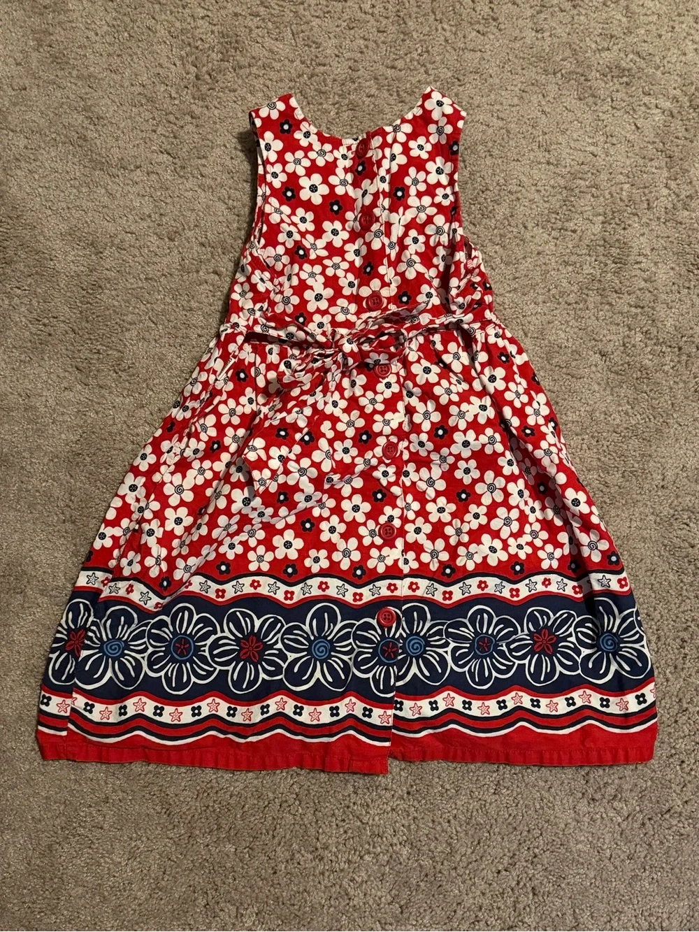 Vintage 2000s OshKosh Red and Blue Floral Dress Girl’s Size 6X
